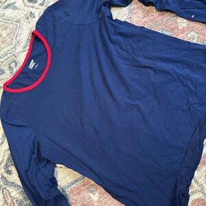 Lands' End Navy Long Sleeve Tee with Red Trim